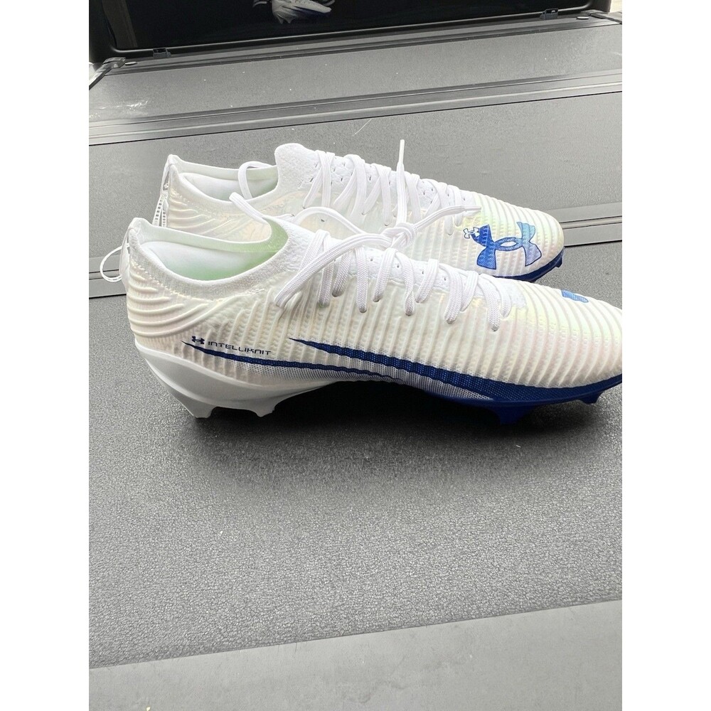 Under Armour Blur Pro Intelliknit Football Cleats Men 12 White Blue 3028220-106 - Picture 9 of 9